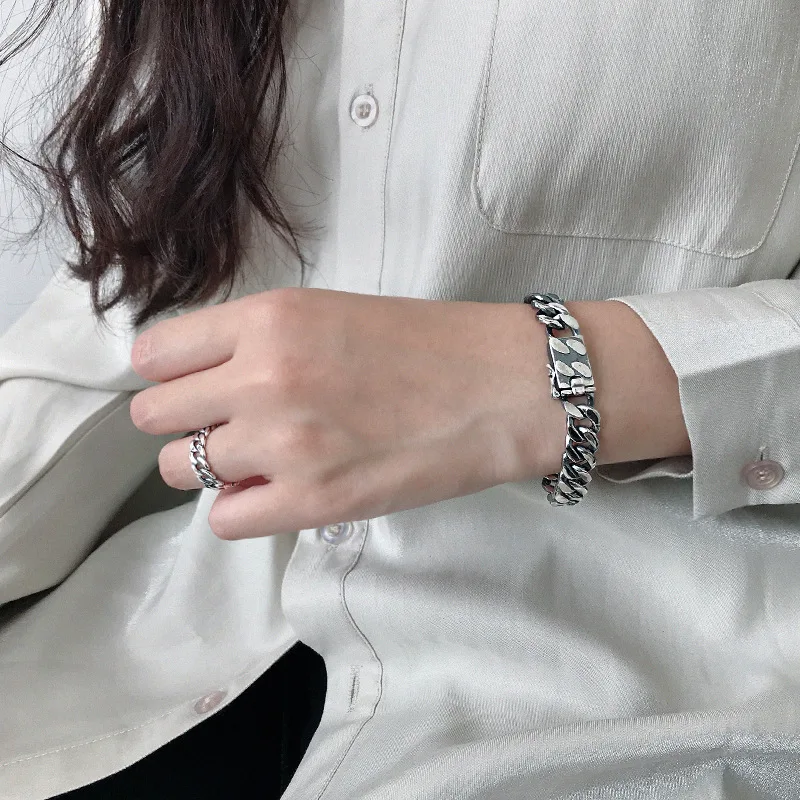 

men's women's 10mm Retro 1pc Authentic 925 Sterling silver Chunky Heavy Chain Bracelet TLS206