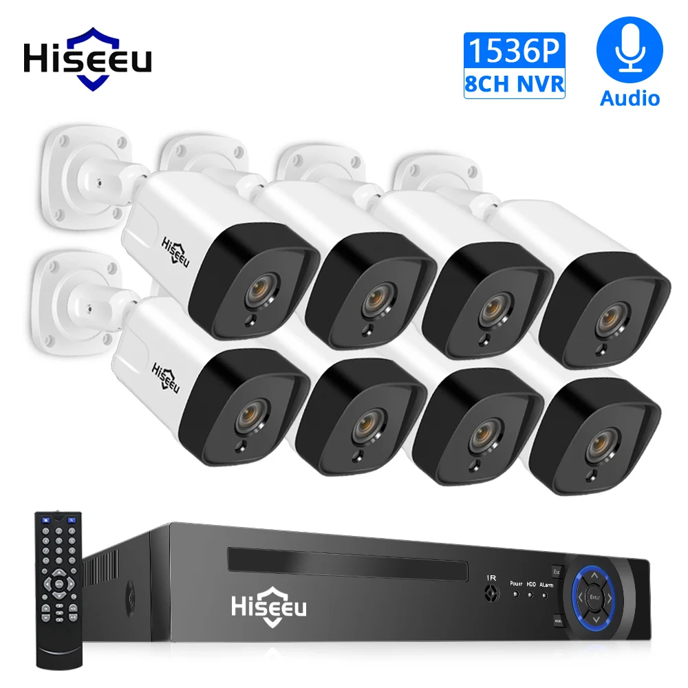 

8CH CCTV Camera Security System Kit POE Audio Outdoor 3MP IP Camera H.265 P2P Video Surveillance NVR Set