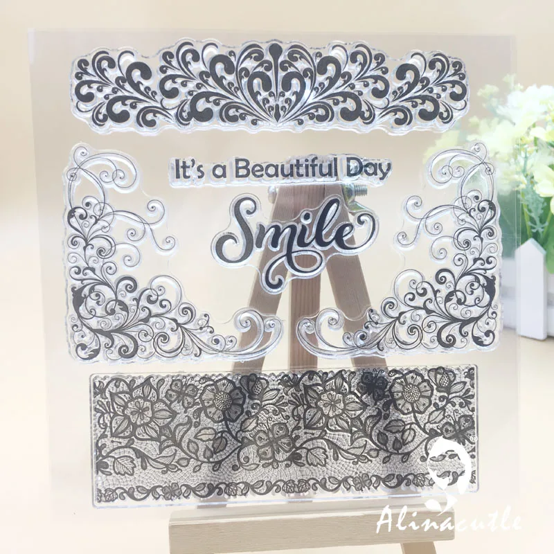 Прозрачные штампы Металл красивый день винтажный альбом для зарисовок ручной