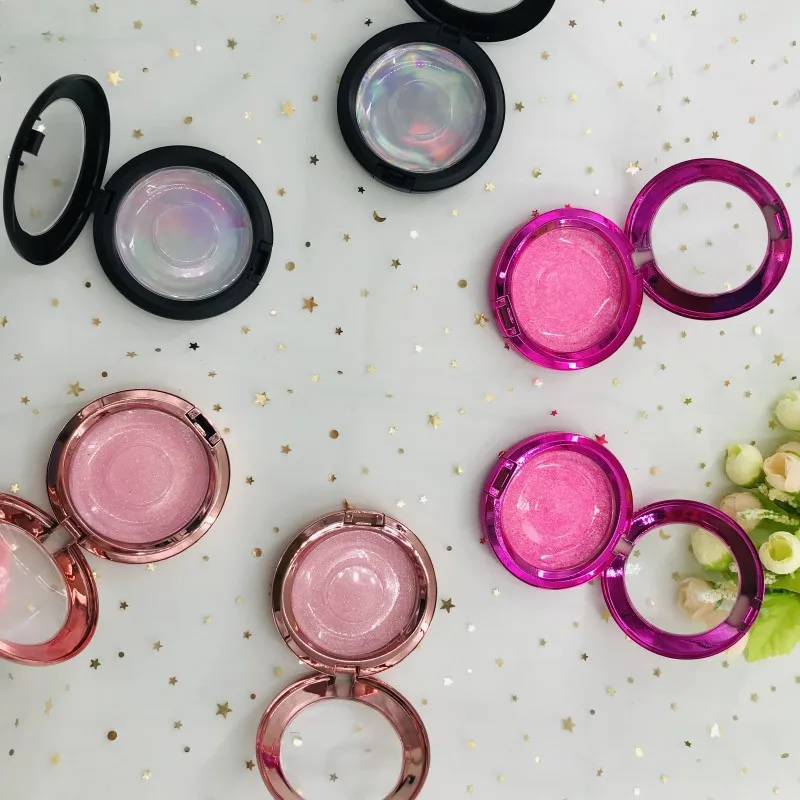 Круглая коробка для ресниц с ресницами розовая черная золотая на заказ