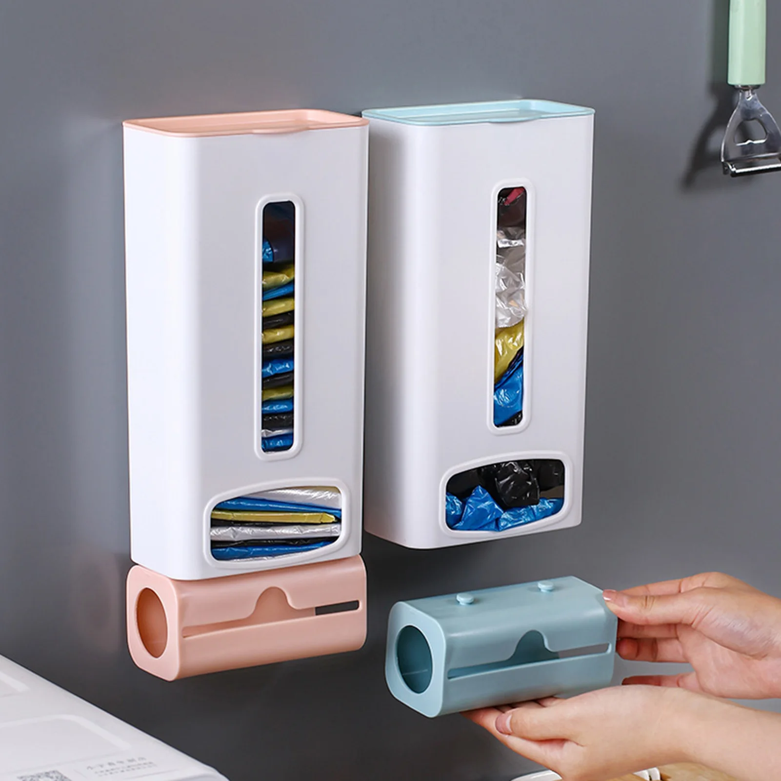 

Kitchen Perforated Garbage Bag Storage Box Cabinet Wall-mounted Plastic Bag Roll Paper Removable Storage Box Household Supplies