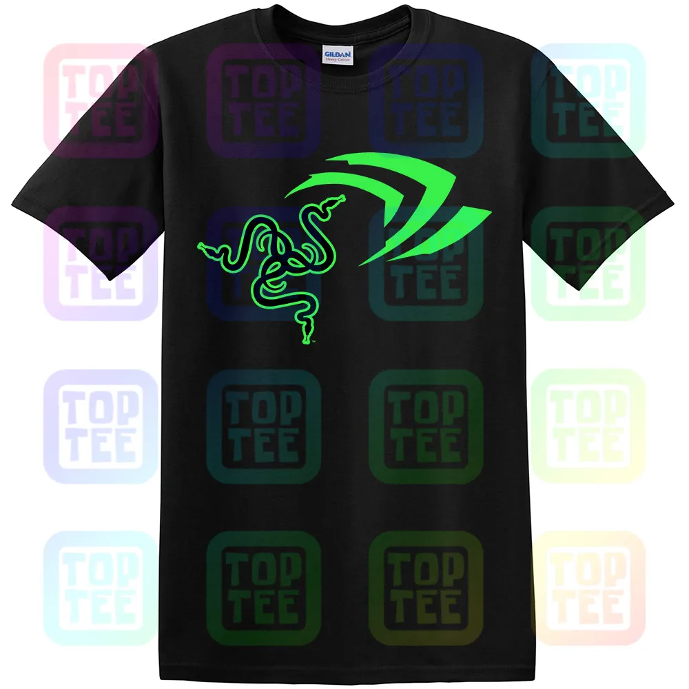 New Razer Blade and NVIDIA For Gamers Black S-XXXL Size Men's T-shirts | Мужская одежда