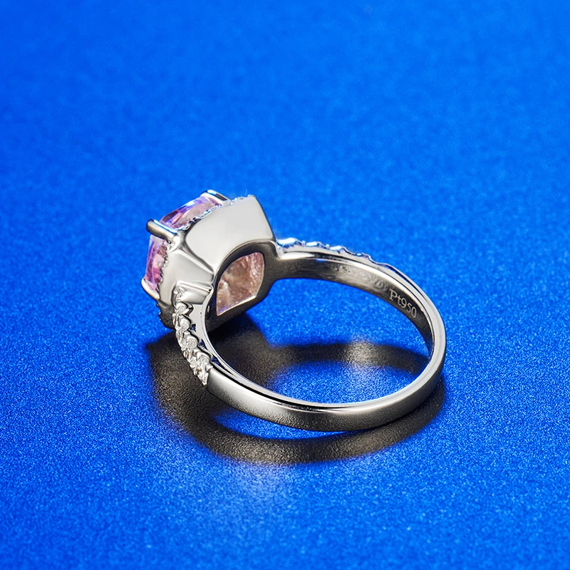 6*6 мм VS1 F тестовое положительное кольцо Moissanite 14k из белого золота 1CT Lab Halo Подушка