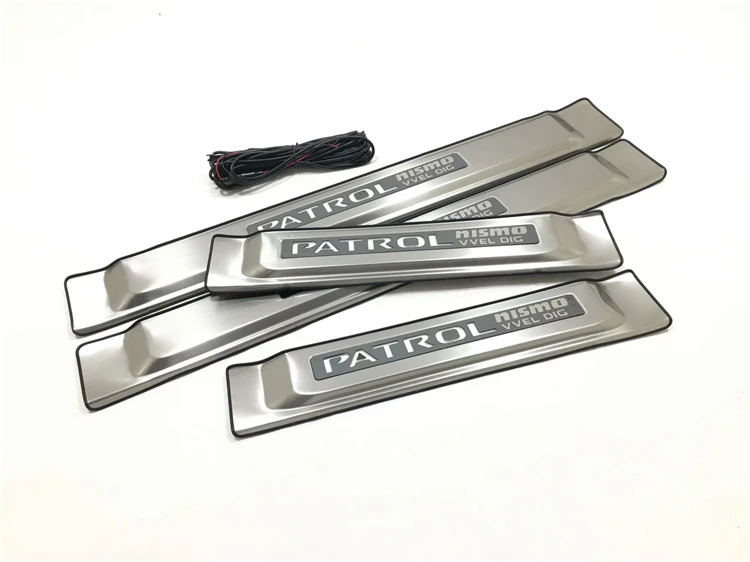 

LED Stainless Steel Door Sill Scuff Plate For Nissan Patrol Y62 Armada 2016 2017 2018 2019 Accessories