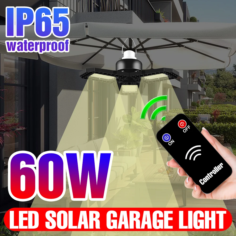 

LED Outdoors Solar Lights Garage Pendant Lamp Garden Street Spotlights 60W 80W Courtyard Smart Control LED Solar Powered Lantern