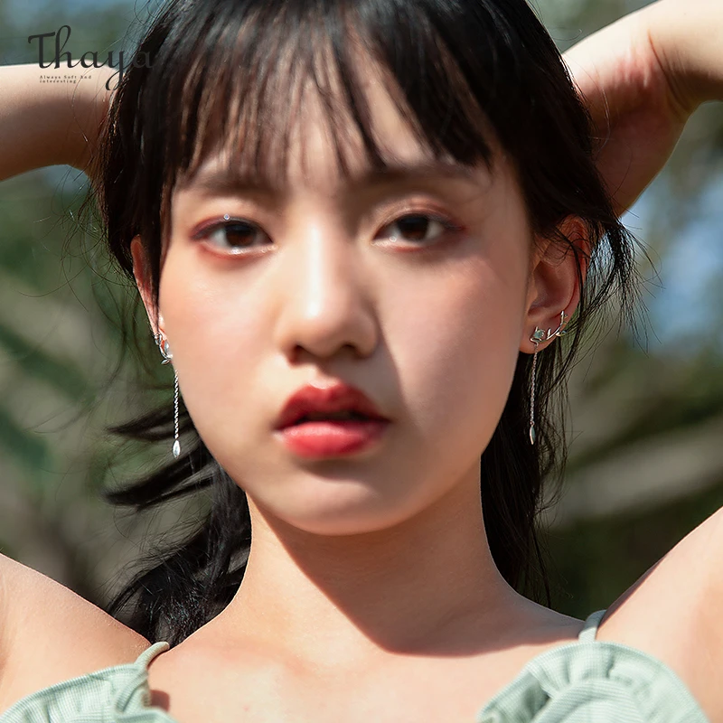 Женские серьги-гвоздики Thaya серебристые фиолетовые с цирконом ювелирные