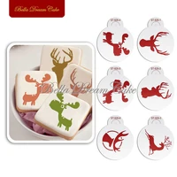 6pcsset different christmas deer design cookies stencil coffee stencils template cake mold cake decorating tools bakeware