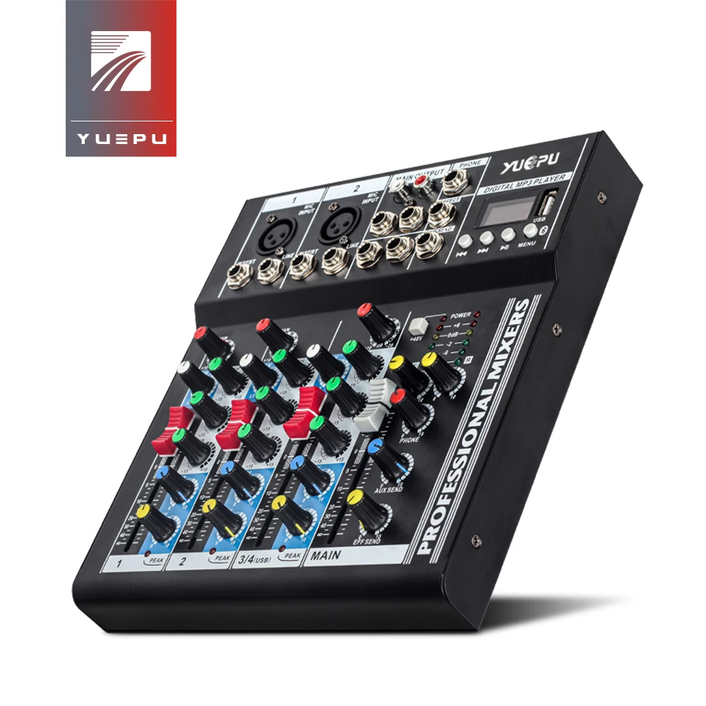 YUEPU RU-F4 Pro звуковой микшерный пульт USB Микшер воспроизведение компьютера 48 В