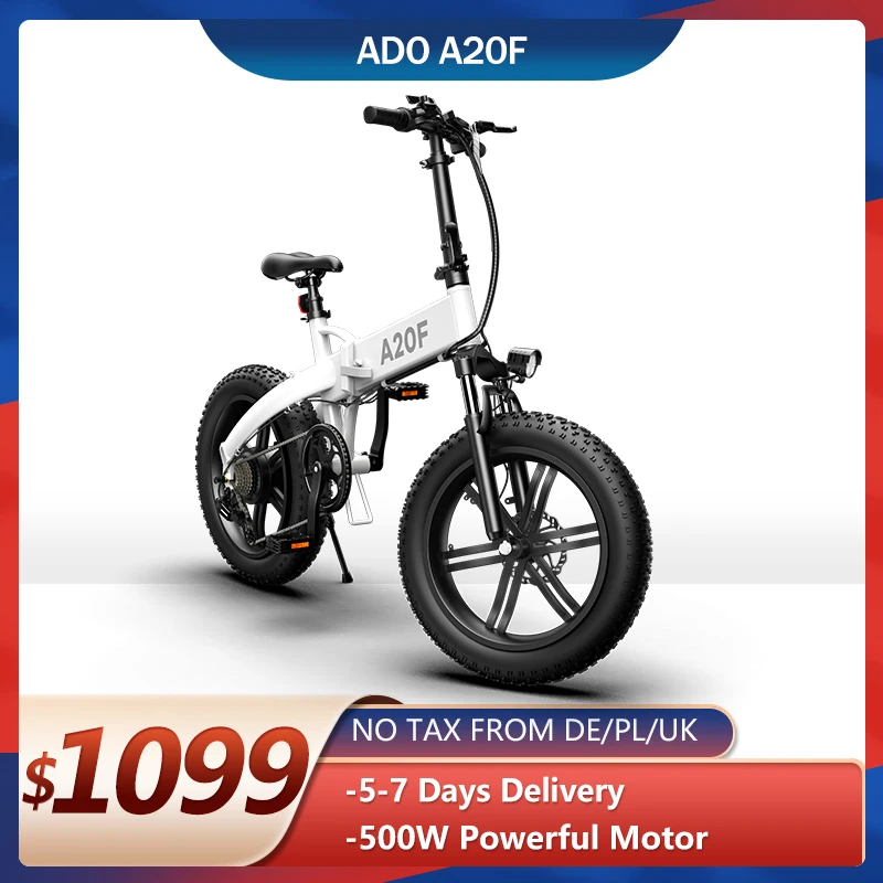 

ADO A20F 500W Electric Bicycle 20inche Fat Tire Ebike Men Women Flodable Electric Bike 36V10.4Ah 35km Max Speed MountainBike