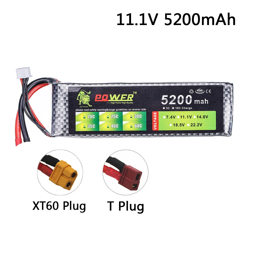 Литиевая батарея Lion Power 11 1 В 5200 мАч 35C MAX 70C для радиоуправляемых дронов вертолетов