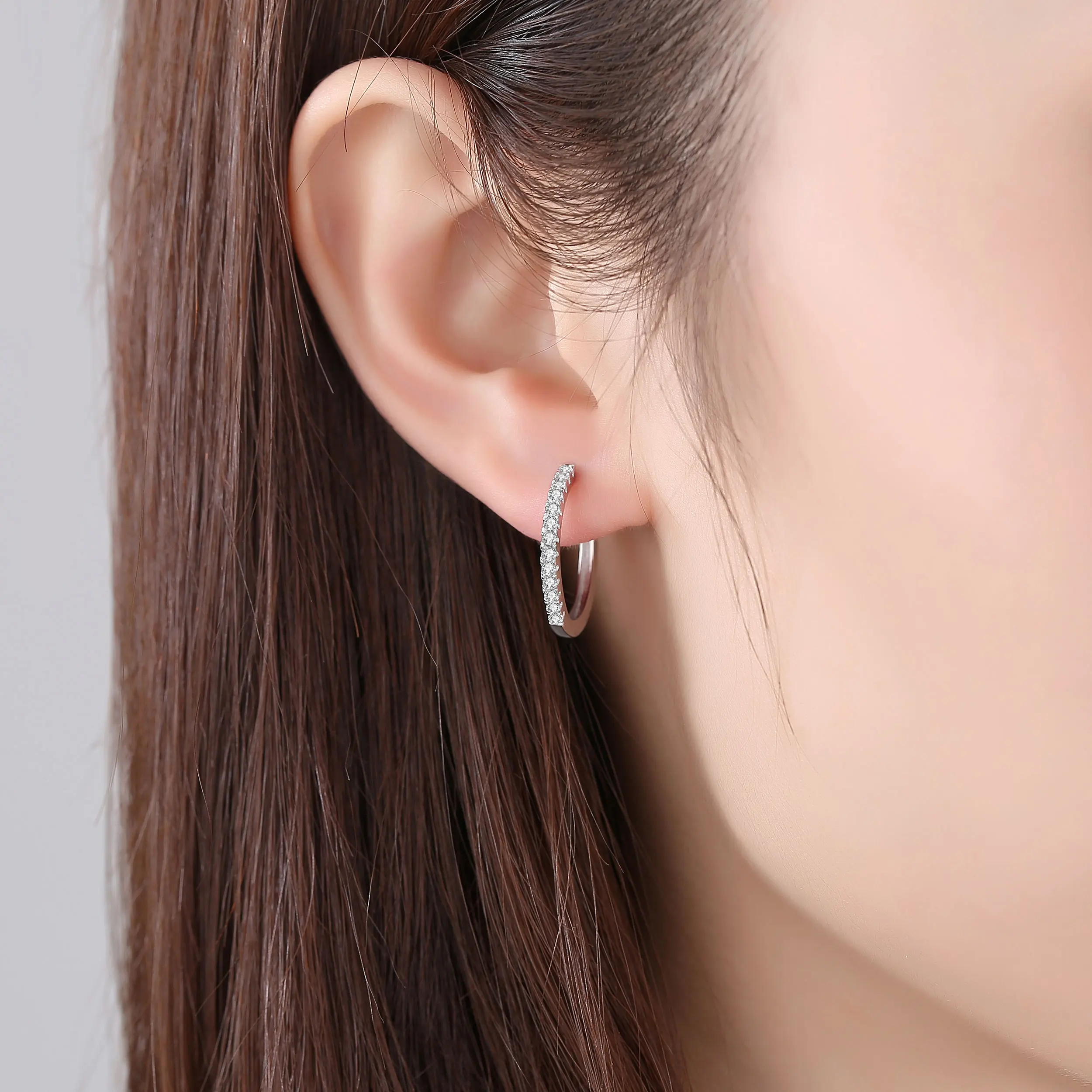 Женские серьги-кольца TONGZHE из серебра 925 пробы с белым цирконом | Украшения и