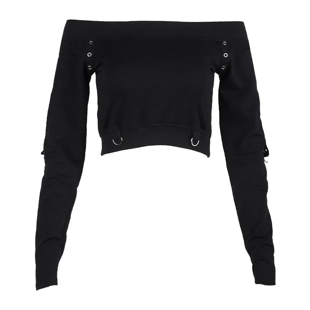 

Gothic Hoodie Spring Summer Trendy Hipster Creative Thin Solid Color Slim Best Sellers One Word Collar Long Sleeve