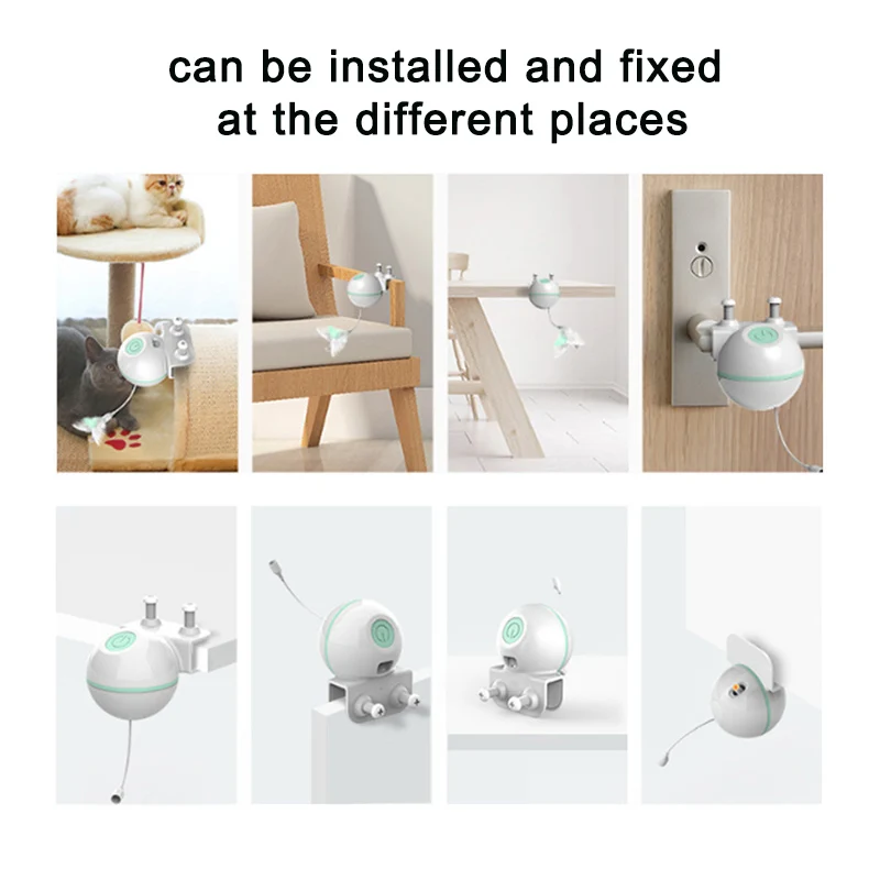 3 в 1 лазерная игрушка для кошек автоматическая вращающаяся перьевая палочка