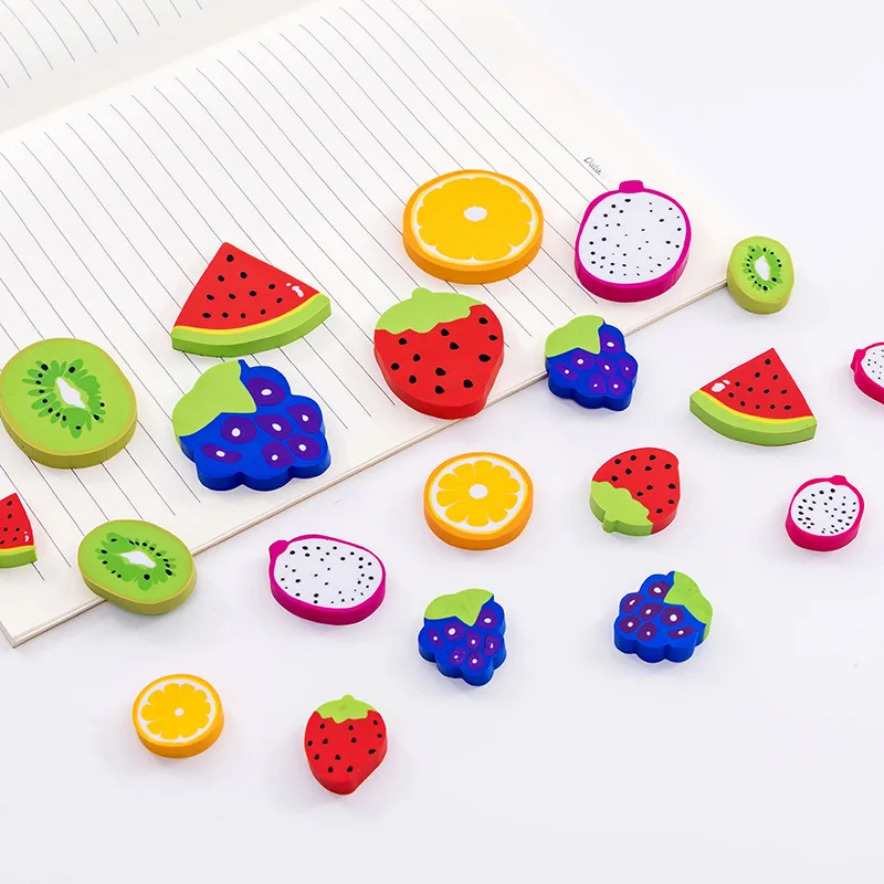 

20 pcs school eraser Watermelon Kiwi Creative Fruit Shape Eraser Students Rubber Student Stationery Wholesale