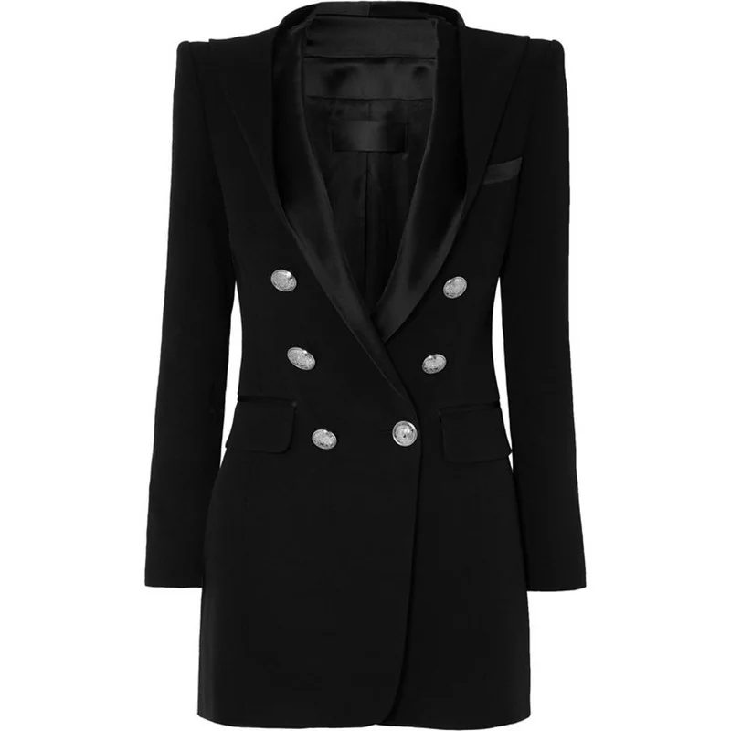 Женский блейзер с надрезом воротник длинный рукав двубортный однотонный Женская