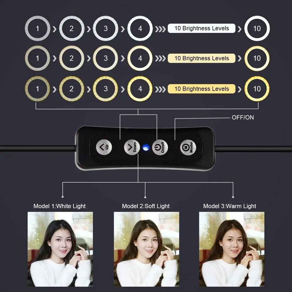 Новинка прямая трансляция 20 см светодиодный кольцевой фонарик с держателем