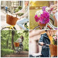 mtb road bike basket with leather belt bicycle front basket wicker%c2%a0 handmade natural rattan bike storage basket cargo container