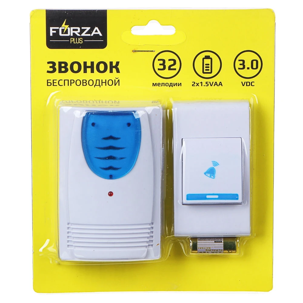 FORZA Звонок беспроводной 32 мелодии 3.0VDC(2x1.5VAA) ZV001|Дверной звонок| |