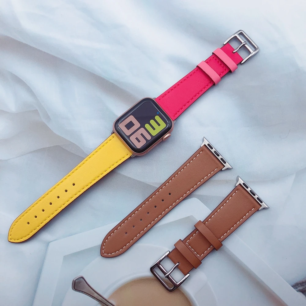 Кожаный ремешок для iWatch 40 мм 44 спортивный браслет Apple watch 42 38 Series 1 2 3 4 5 6 se|leather loop|band