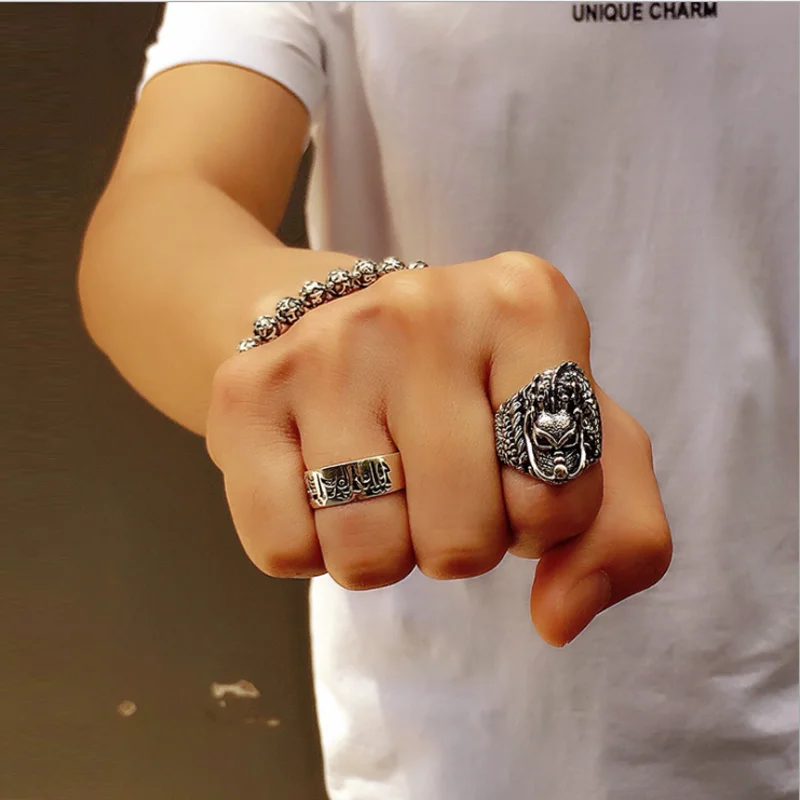 Мужское Винтажное кольцо с китайским драконом из тайского серебра 925 пробы