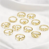minimalist small open gold color 12 star signs finger rings birthday friendship jewelry gift personality zodiac sign ring