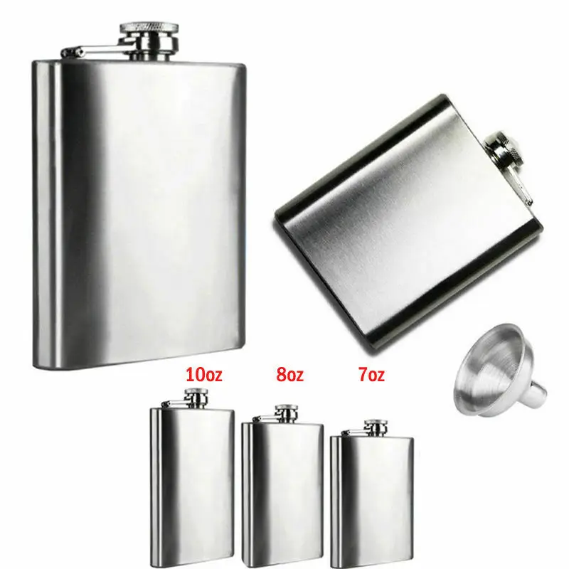 

3 Size Stainless Steel Hip Flask Liquor Whiskey Alcohol Pocket Wine Bottle Hip Flasks Portable Solid Color Hip Flasks Sliver