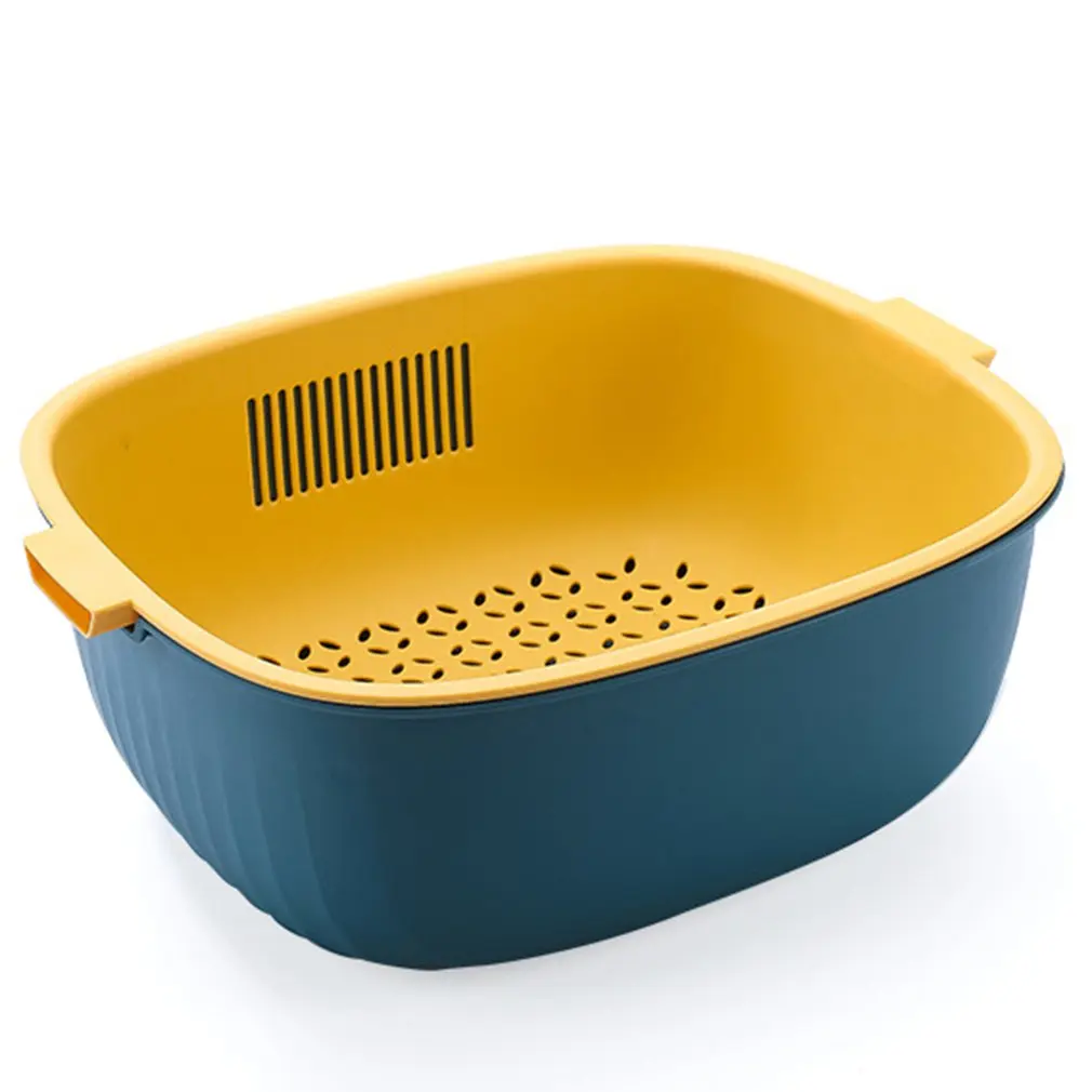 

Kitchen Drain Basket Double-layer Separation Design Basket Pp Material Wash Fruit Basket Fruit Vegetable Bowls Drain Basket