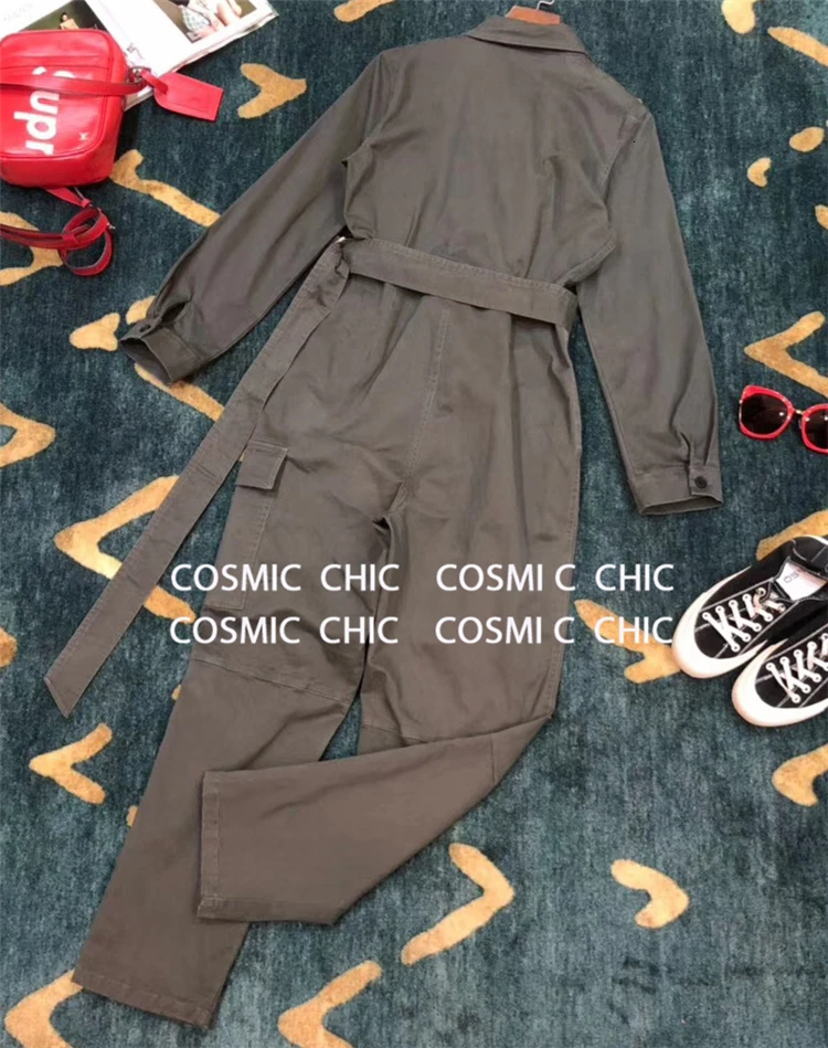 Cosmicchic Женские повседневные длинные штаны, рубашка, комбинезон с длинным рукавом, цельный нагрудный ремень, Рабочие комбинезоны, комбинезоны, модные комбинезоны