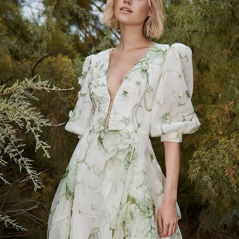 Женское винтажное Плиссированное длинное платье с v-образным вырезом и