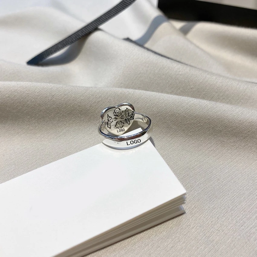 

silver 925 jewelry vintage heart-shaped rings for women personality hip hop romantic fashion charms jewelry holiday gift