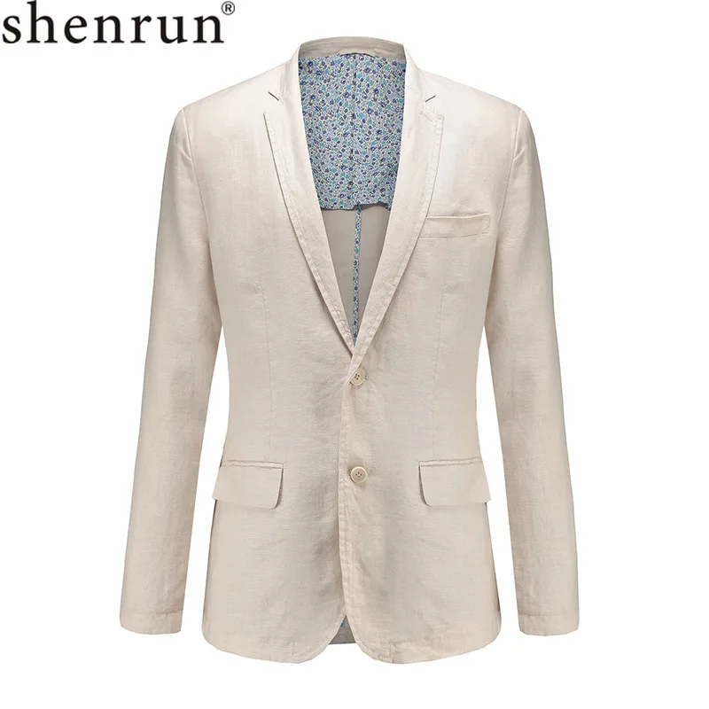 Мужской деловой пиджак Shenrun повседневный приталенный льняной с полуподкладкой