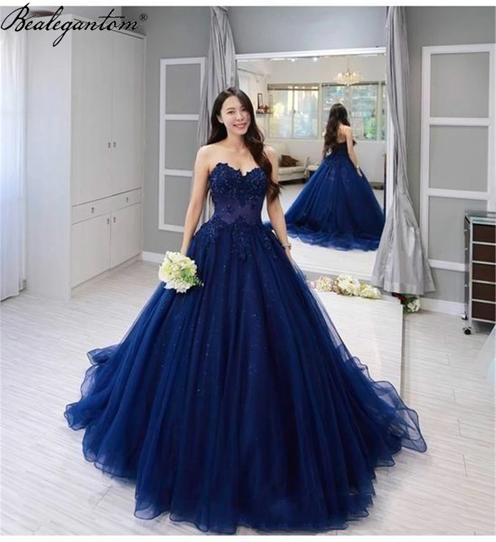 

Bealegantom Cheap Royal Blue Tulle Quinceanera Dresses Ball Gown Appliques Sweet 16 Prom Party Gown Vestido 15 Anos QD118