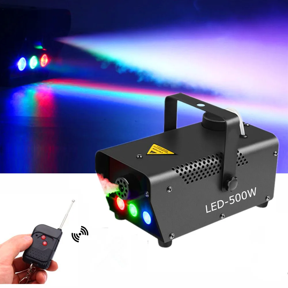 

500W LED Smoke Machine /Wireless Remote Control Fog Machine With RGB LED Lights/Mini Stage Smoke Ejector /DJ Disco LED Fogger