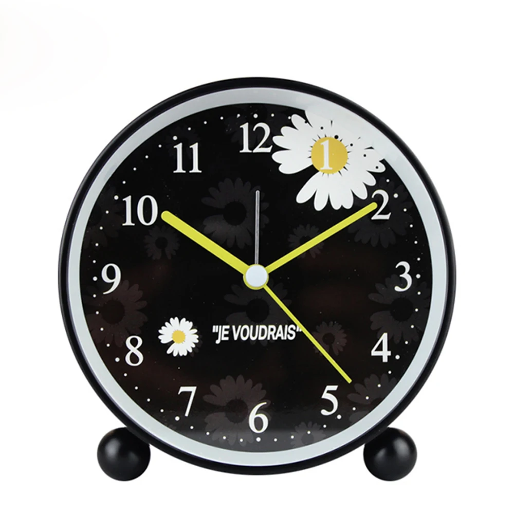 Современные популярные часы будильник модные круглые с цветами для детей