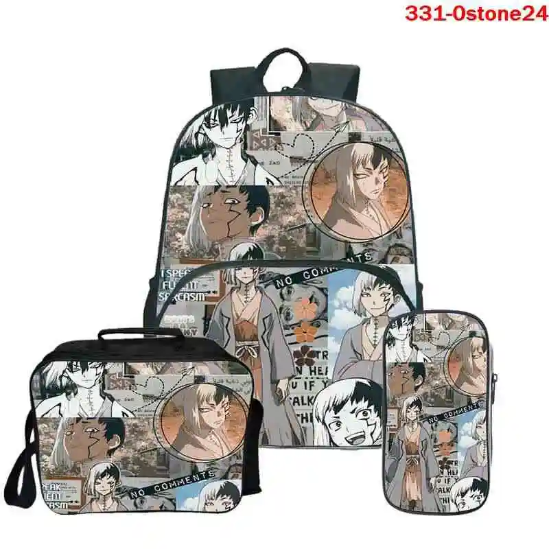 

2021 3Pcs/Sets Backpack DR stone for Students Boys Girls Schoolbags Pencil Case backpacks Bags Back to School Casaul Backpack