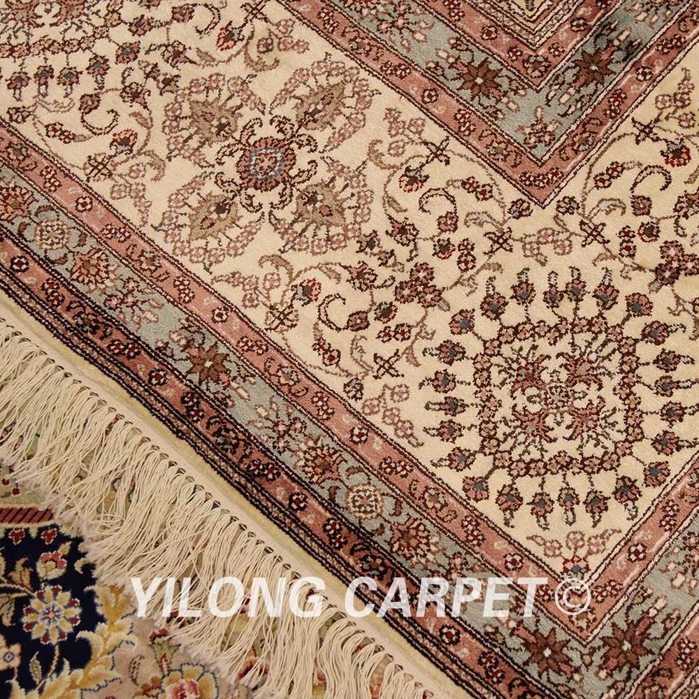 YILONG 8'x10' синий медальон ручной работы Шелковый персидский ковер гостиной роскошный коврик(WY323A8x10