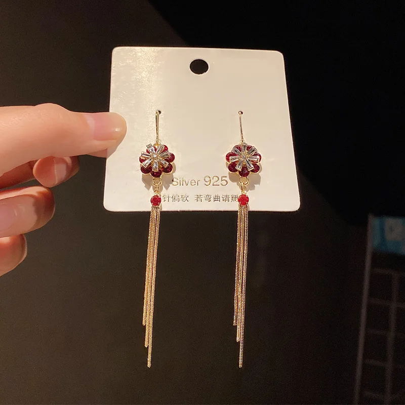 

2021 trend China fashion ladies earrings long drop earrings tassel aesthetic gift women's jewelry to send a friend