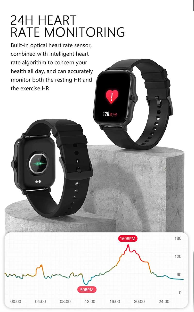 Смарт-часы F1 для мужчин и женщин водонепроницаемые IP68 наручные с тонометром