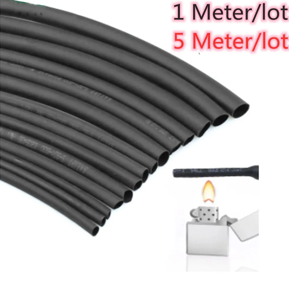 Термоусадочная трубка 2:1 черная диаметр 1 2 3 5 6 8 10 мм