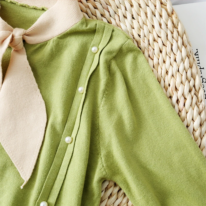 Женский Однотонный свитер Heliar повседневный с бантом на завязках украшенный