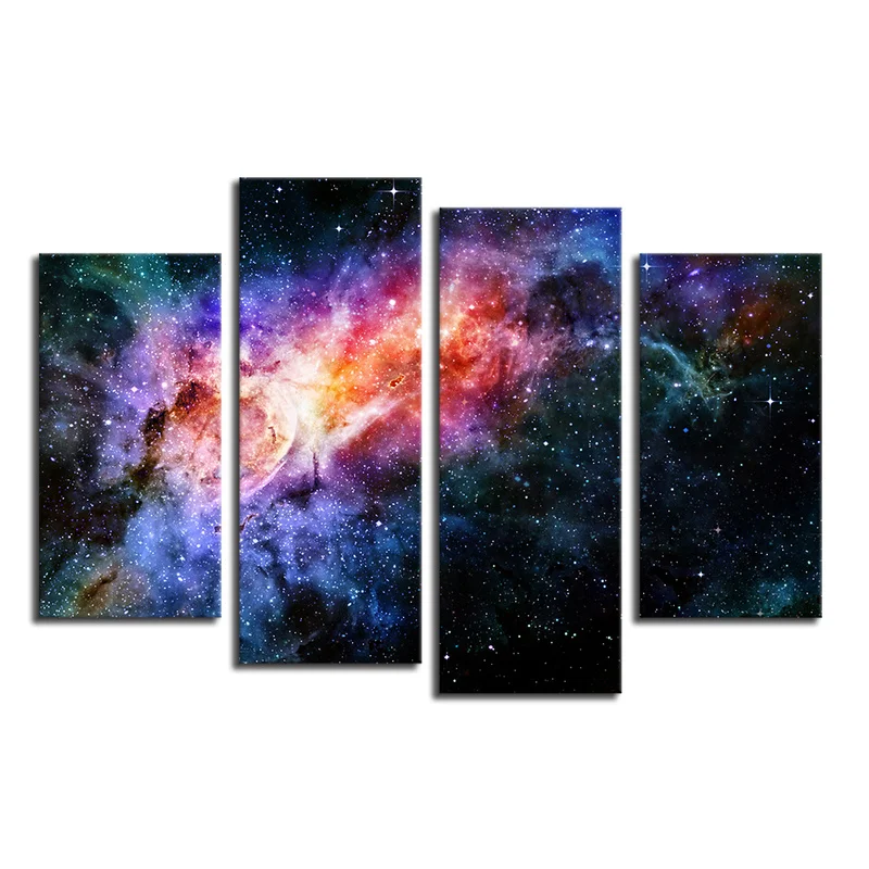 

4 Panels Canvas Wall Art Painting Universe Galaxy Nebula Print Home Decor Poster Modern Living Room Decoration Pictures