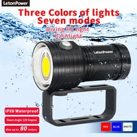 letonpower underwater photography light highlight 12000lumens cob lamp led diving flashlight 100m waterproof video torch