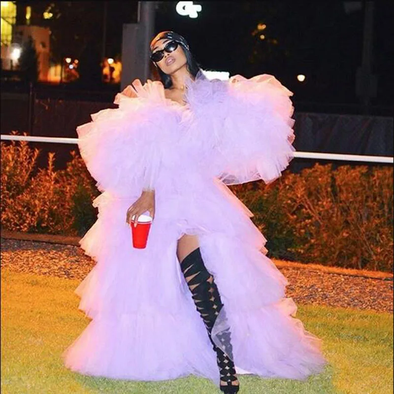 Милое розовое Многоярусное Тюлевое вечернее торжественное платье с открытыми