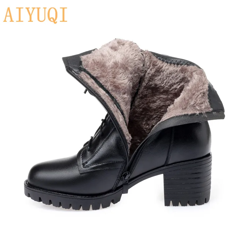 AIYUQI женские ботинки из натуральной кожи; Новинка года; зимние армейские ботинки; военные женские Ботинки martin; женские ботинки из коровьей кожи