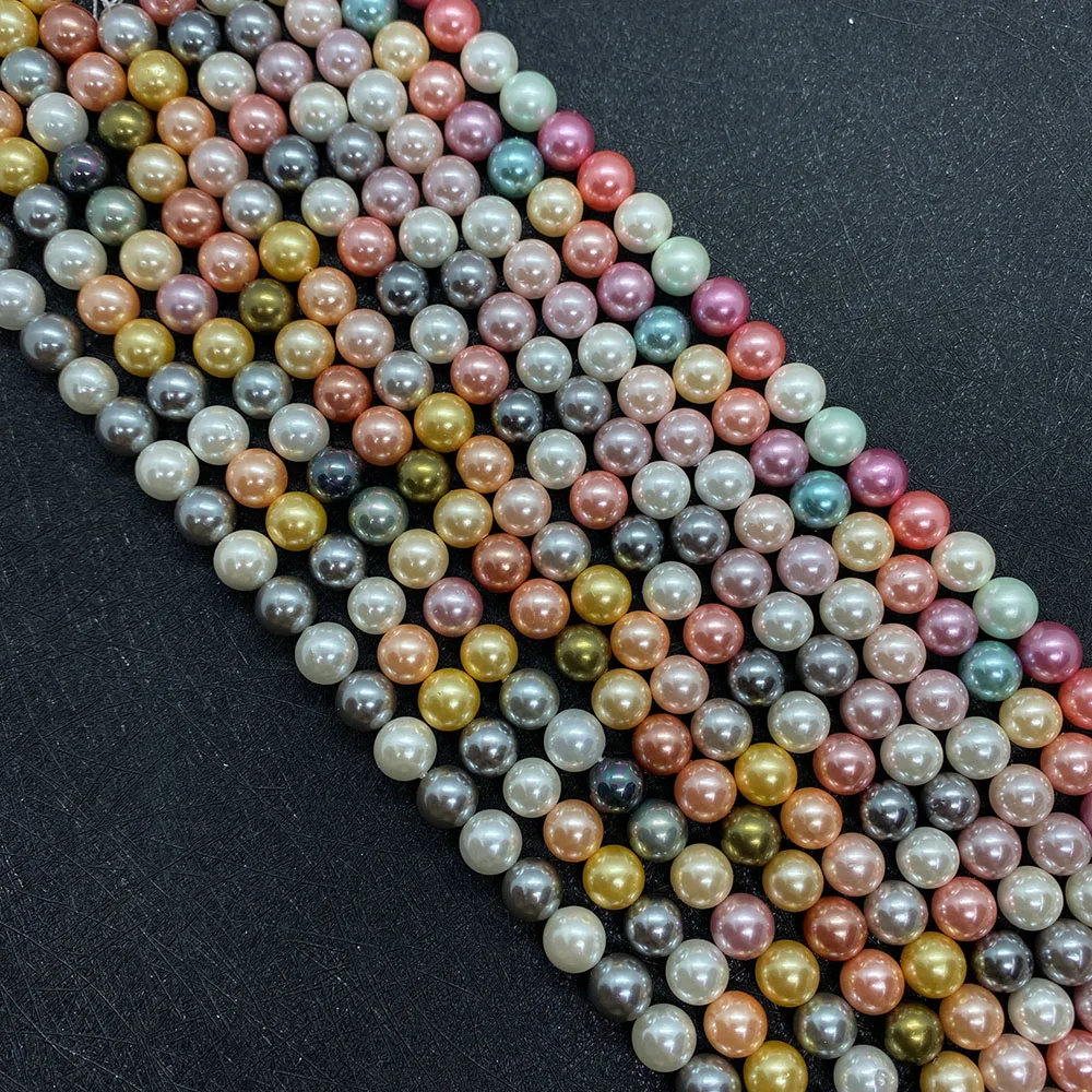 

Colorful Shell Round Beads Shell Pearl Loose Beads Jewelry for DIY Making Necklaces, Bracelets Earrings 15.5 Inches In Length