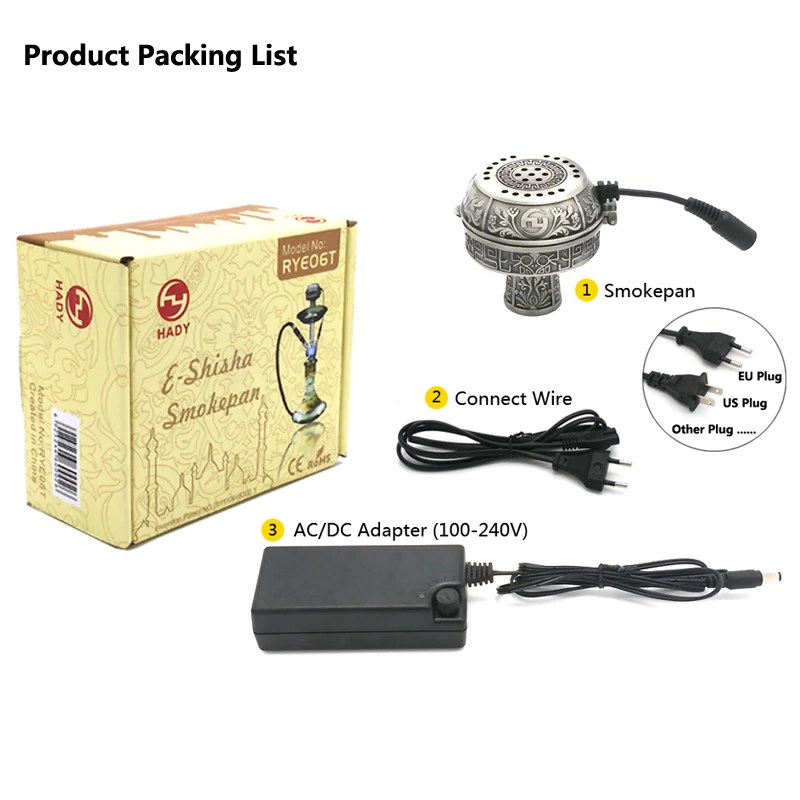 Электронный кальян большого размера многофункциональный металлический