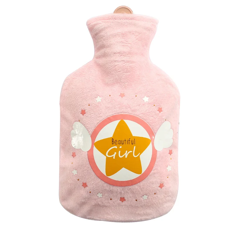 Pink-Star Большая сумка для горячей воды, грелка для рук, зимняя грелка, 1000 мл, контейнер, наполненный водой, резиновая подкладка, грелка для рук - Цвет: Pink-Star