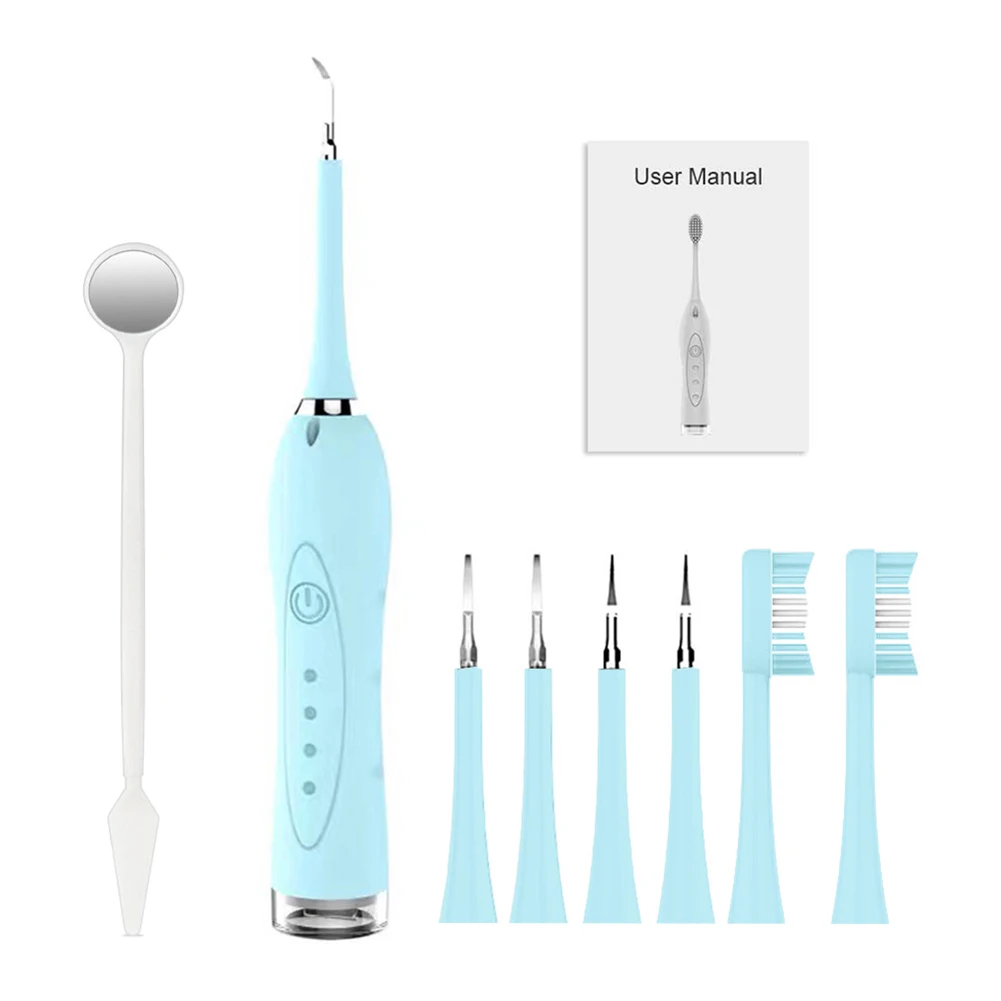 

3 Modes Portable Sonic Dental Scaler Electric Toothbrush Tooth Calculus Remover Whiten Tooth Stains Tartar Cleaner 6 Brush Heads