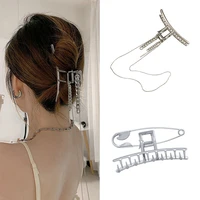 female temperament shark tassel rhinestone chain fashion hairpins women hair accessories large back head hair catch