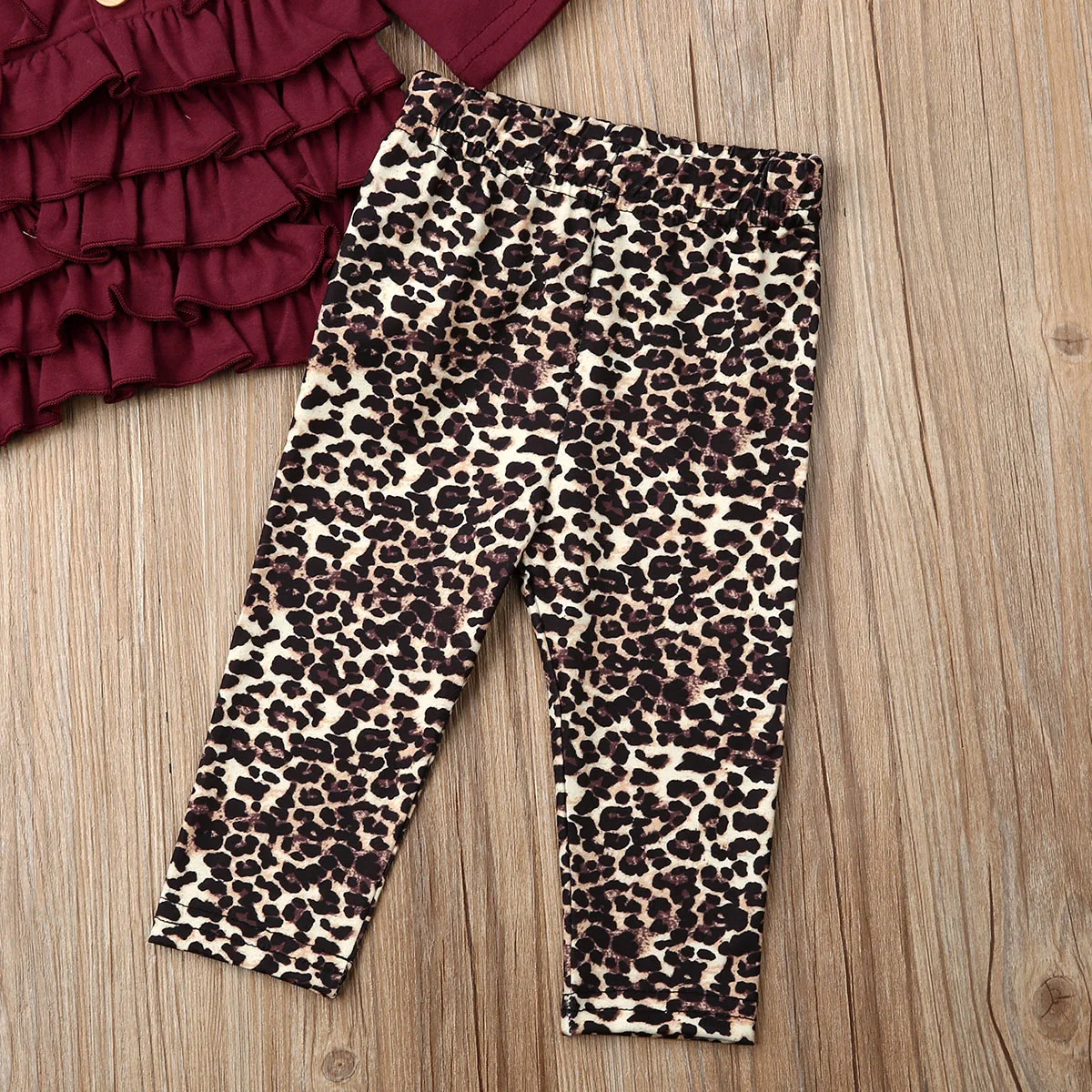 Осенне зимний комплект одежды из 2 предметов для маленьких девочек топы с рюшами